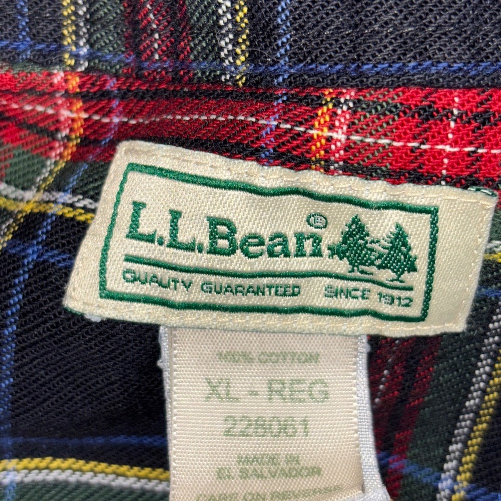 LL Bean Scotch Plaid Flannel Shirt Mens XL Blue Traditional Fit Button Down - Picture 4 of 11